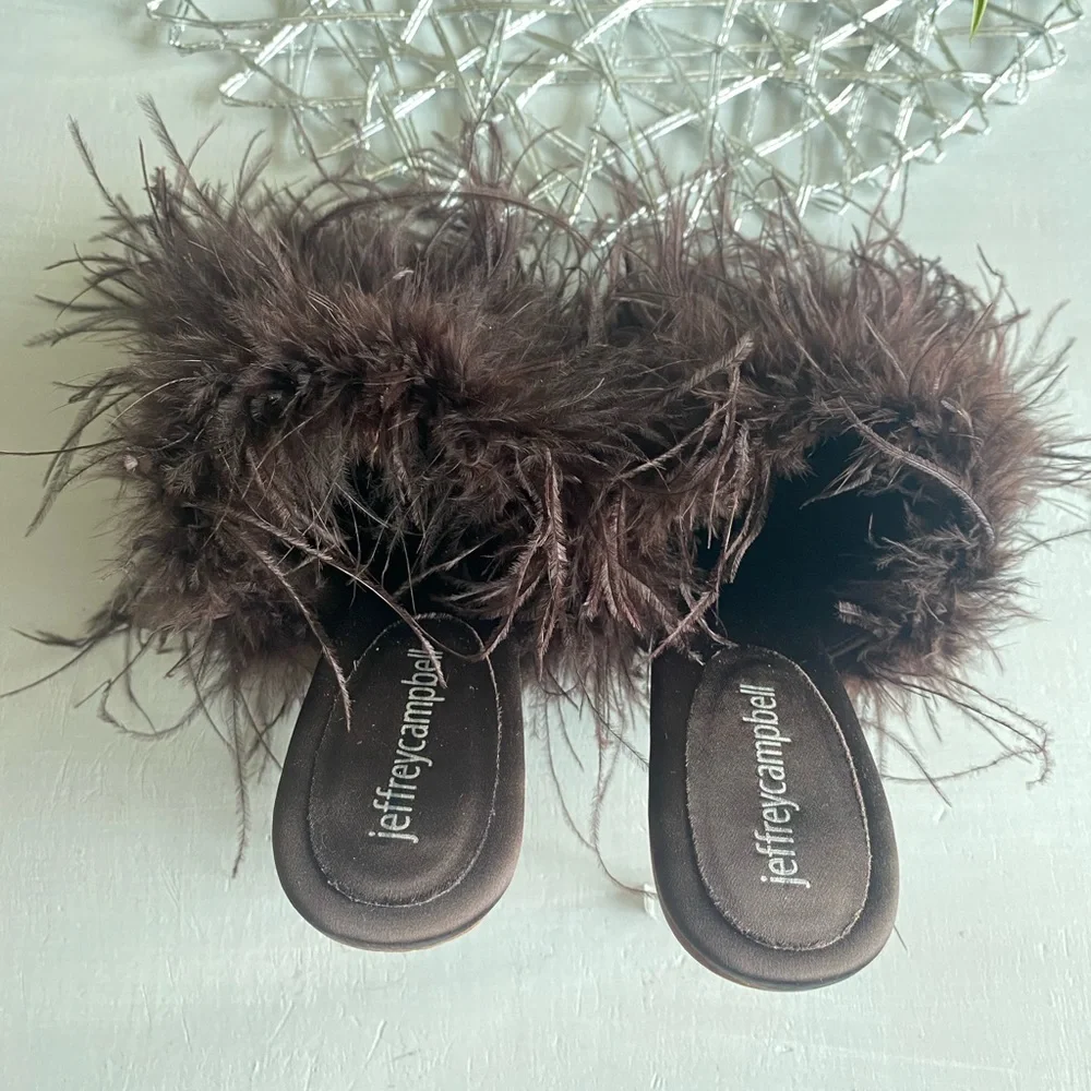 New BHLDN x Jeffrey Campbell Daisy Feather  Boa Heels size 6 - Picture 8 of 10